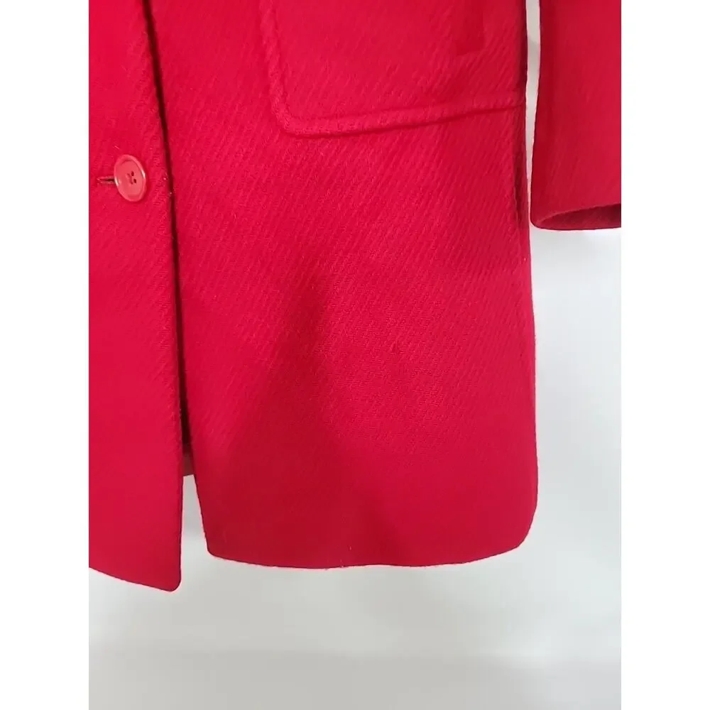 J.Crew Red Wool Pea Coat Women's XS Girls 14 Lined Minor Flaws